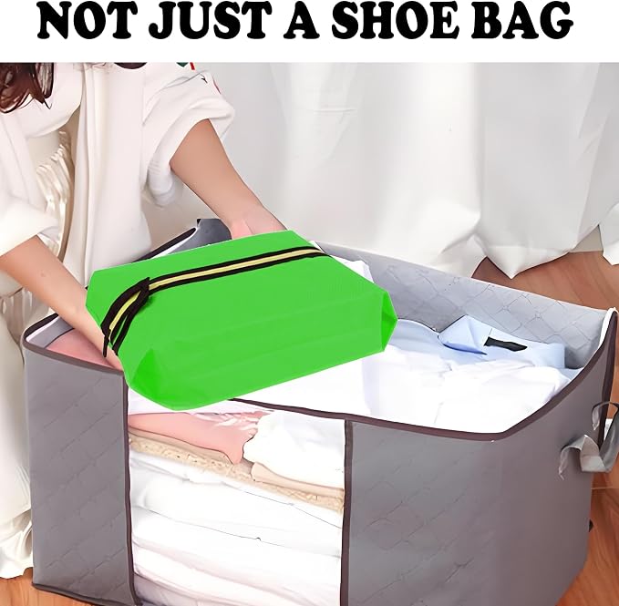 Shoe Bags for Travel, Large Capacity Waterproof Portable Shoe Bags with Zipper, Golf soccer cleats Shoe Bag, Multi-Functional Travel Shoe Pouch for Men & Women (Green)