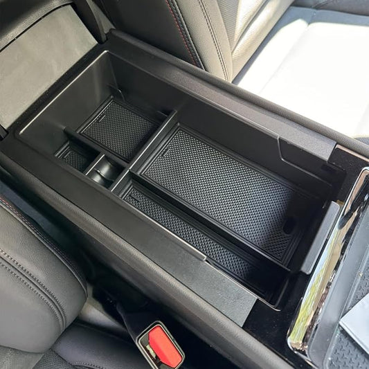 EDBETOS Center Console Organizer Compatible with 2024 2025 2026 Chevy Blazer EV Insert Tray Pallet Storage Accessories Interior Secondary Armrest Storage Box, ABS Black