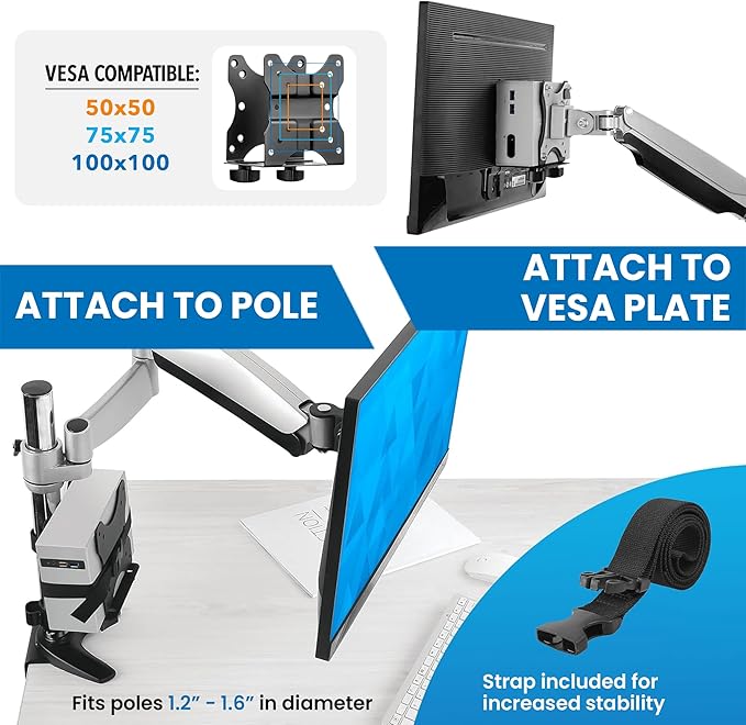 Mount-It! Adjustable Thin Client Mini PC Mount ??Under Desk, Wall, Pole, or VESA Monitor Stand ??Fits Mac mini, Small CPUs, Thin Clients, Docking Stations ??Holds 11 lbs