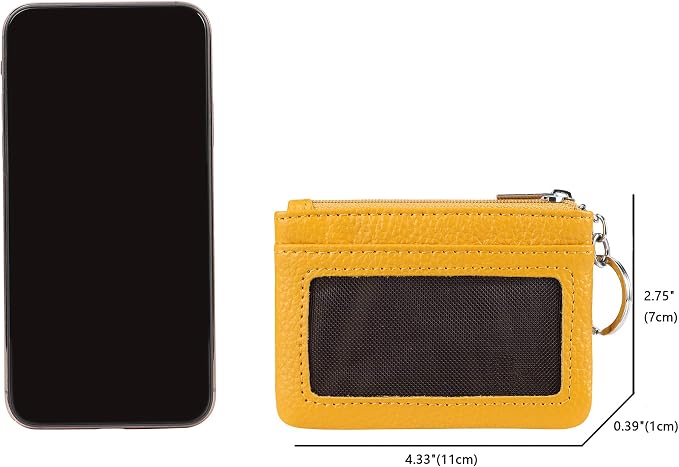 Women Genuine Leather Keychain Zipper Change Wallet Small Mini Pocket Size Coin Purse