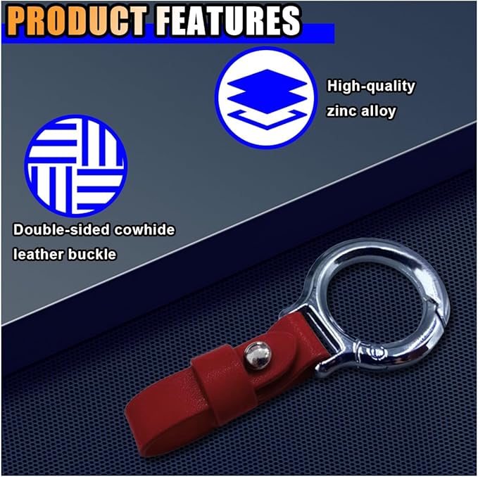 GLSOWEE Carabiner Key Ring Clip, Car Fob Key Keychain Holder Car Keychain Clip for Men Women, Key Ring Belt Holder (Red)