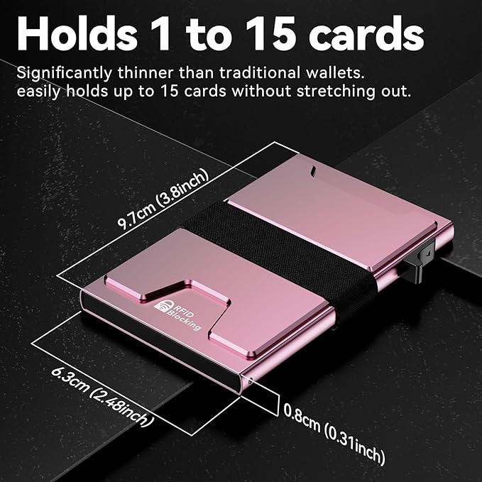 furid Smart Card Wallet for Men Slim: Minimalist Wallets RFID Blocking - Metal Pop Up Front Pocket Business Card Holder - Gift Boxed for Him Stocking Stuffers