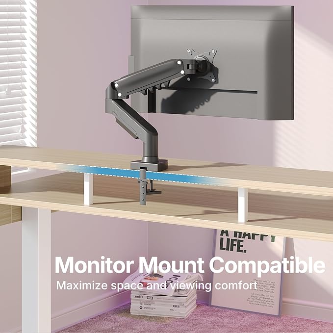 HUANUO 48″ x 26″ Electric Standing Desk with 2 Drawers &24.4″ Large Keyboard Tray, C-Clamp Mount Compatible, Adjustable Computer Desk for Office, Sit Stand Up Desk with 4 Height Presets, Light Walnut