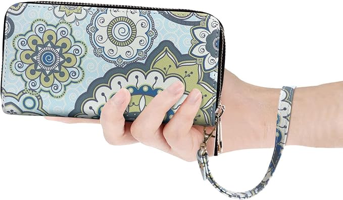 Cellphone Wallet for Women Dual Zipper Long Purse with Removable Wristlet
