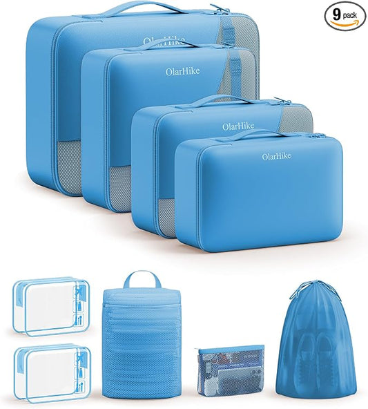 9 Set Packing Cubes for Travel, Gifts for Women Mom,Anti-Tearing Suitcase Organizer,OlarHike Vacation Essentials & Accessories for Cruise Ship