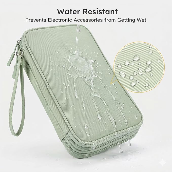 CAAORDKSO Electronics Organizer Travel Case, Large Cable Organizer Bag Water Resistant Double Layers Accessories Storage Bag Pouch, for Cord, Charger, USB, Power Bank, Earphone (Mint Green, X-Large)