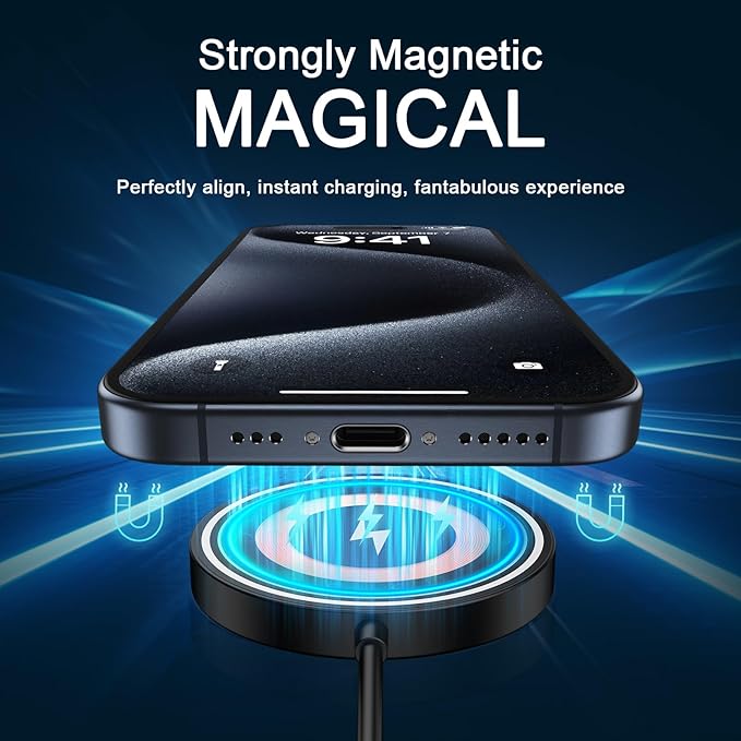 Wireless Charger for Samsung 15W Magnetic Wireless Charger Magnet Fast Charging Pad for Samsung Galaxy S26/S25 Ultra/S24/S23/S22/S21/Z Fold Flip 7 6 Google Pixel 10 Pro XL 9 8a 7a, USB A/C Charge Port