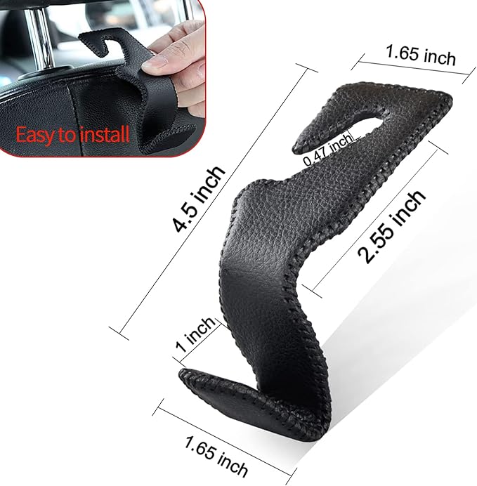 yicheyiyou Car Hooks Universal Car Vehicle Back Seat Headrest Hanger Holder Hook Microfiber Leather & Stainless Steel for Bag Purse Cloth Drink Grocery (Black red)…