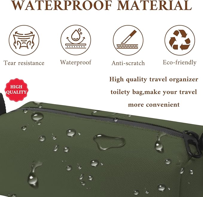 Small Toiletry Bag for Men, Travel Bag Waterproof and Foldable for Storage Mini Toiletry Bag Equipped With Carabiner for Easy Portability (army green)