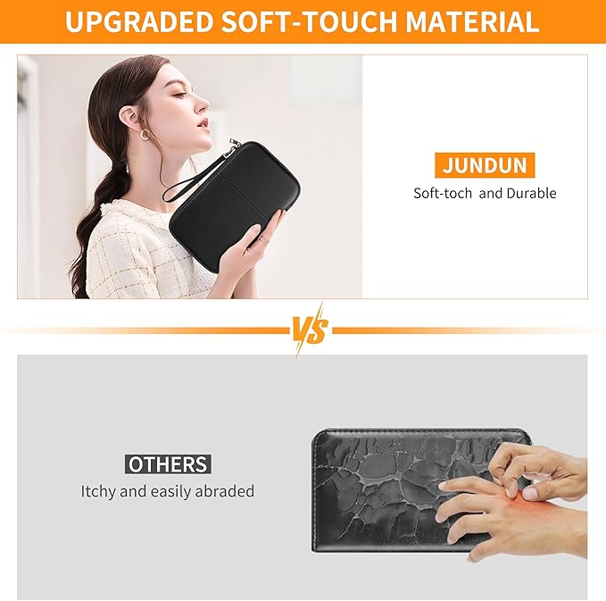 JUNDUN Family Passport Holder,Upgraded Material Fireproof Travel Passport Wallet with 2 Pockets,Travel Document Organizer Case for Passport,Card and Money