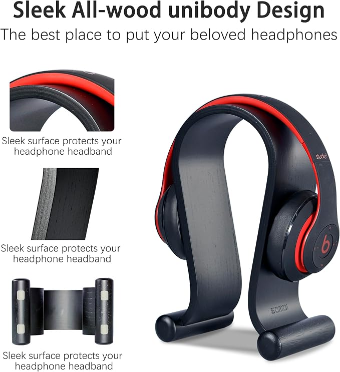 SAMDI Wood Headphone Stand Headset Stand Headphone Holder Universal Gaming Headset Holder - Oak Wood