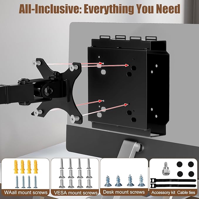 Dual VESA Mount for Dell OptiPlex Micro,Wall Dual VESA and Under Desk Mount Fits Dell Micro Pro,Plus MFF,Support VESA Dell Micro Mount for Monitor Arms and Wall Mounts with 75x75mm&100x100mm Mounting