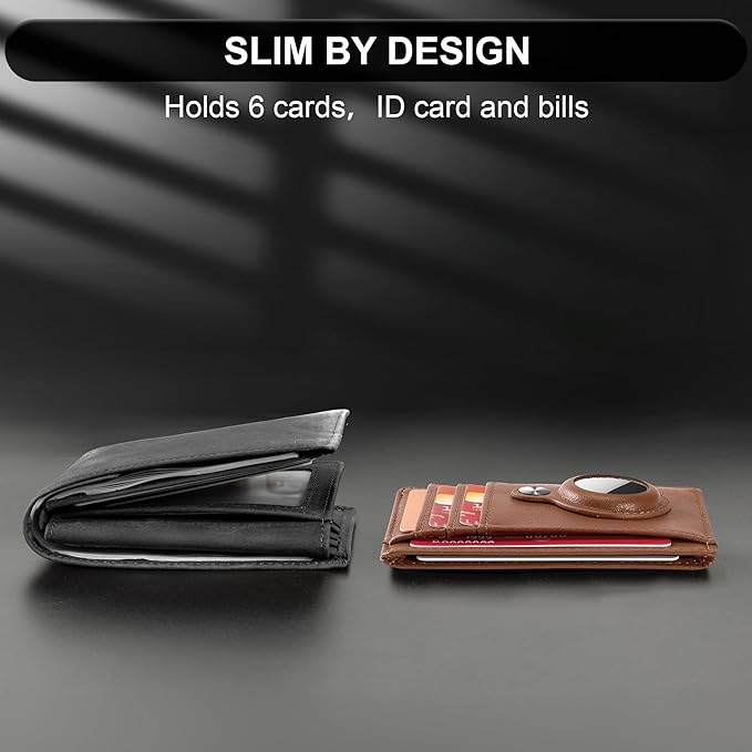 Hawanik Slim Minimalist Front Pocket Air Tag Wallet, RFID Blocking Card Holder Wallet with Airtag Holder