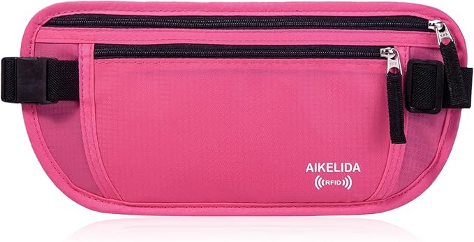 Travel Money Belt - Slim Passport Holder Travel Wallet with RFID Blocking Travel Pouch Undercover Fanny Pack for Women