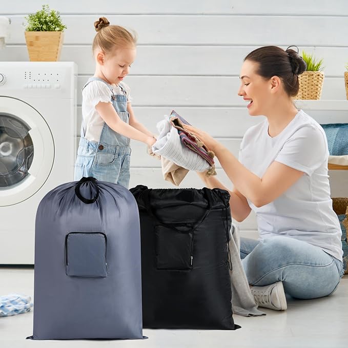 Extra Large Heavy Duty Laundry Bag - 24" x 33", Travel Laundry Bag With Handles for Dirty Clothes
