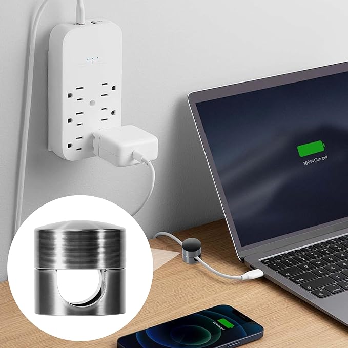 6 Sets Charger Holders for Cords, Black Adjustable Cable Anchor Holders, Adhesive Metal Cord Clips, Cable Management Wire Organizers for Desk, Office, Nightstand