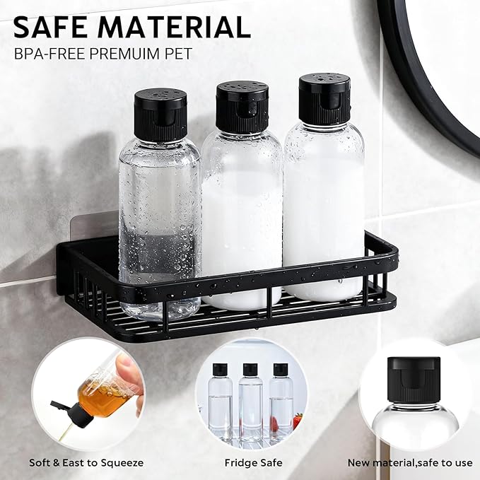 5 Pack 3.4 oz Travel Bottles for Toiletries, TSA Approved Leak Proof Refillable Travel Size Containers, Clear Plastic Shampoo Bottles for Lotion Conditioner