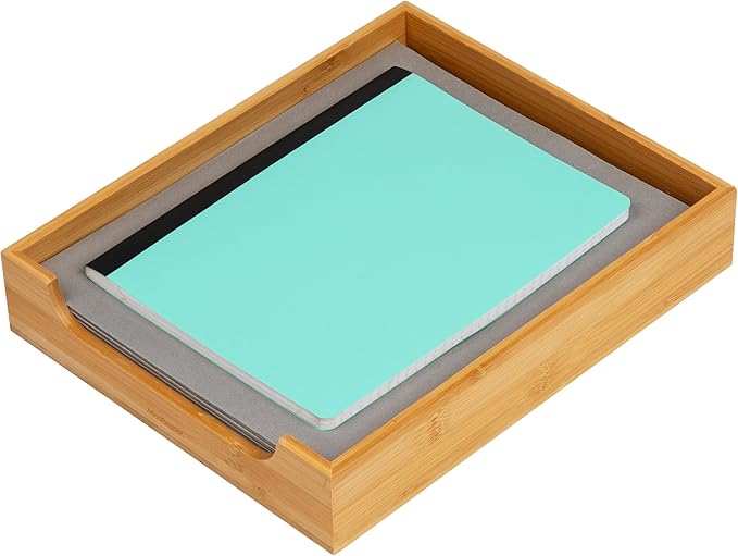 Mind Reader Paper Tray, Desktop Organizer, File Storage, Modern, Office, Bamboo, 10.25"L x 12.5"W x 2.25"H, Brown