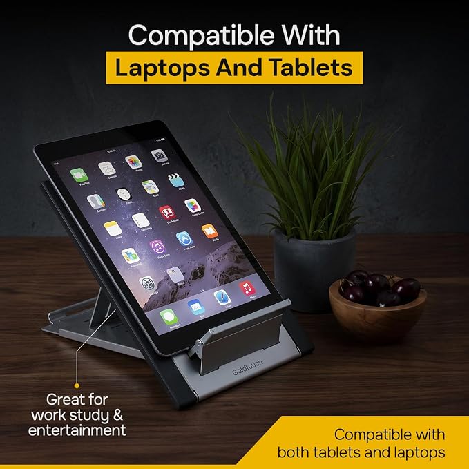 Goldtouch KOV-GTLS-0055 Go! Travel Laptop and Tablet Stand (Aluminum),Black