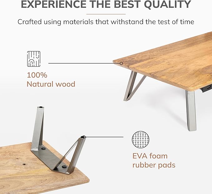 Anji Mountain Monitor Stand - Desktop Organizer & Laptop Riser, Ergonomic Monitor Riser, Space-Saving Monitor Stand for Desk, Durable Construction, Easy Assembly, Ideal for Home & Office,Natural