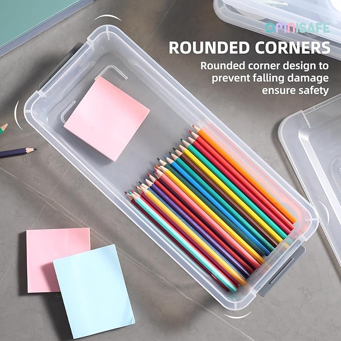 Plastic Storage Bin with Lid, Stackable Design, Clip Box for Crafts, Supplies and Office Items Container (8 Pack 4 Quart)