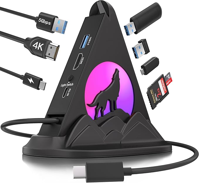 8-in-1 USB C Hub, 4K@30Hz HDMI Output, 100W PD Fast Charging, 3 USB 3.0 Ports, SD/TF Card Reader, Multiport Adapter for MacBook Air/Pro, iPhone 17, iPad Pro/Air
