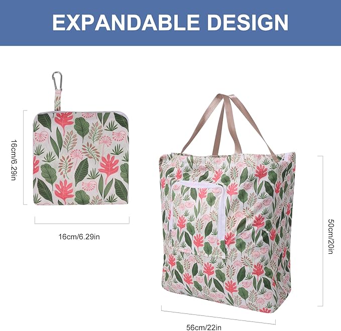 2 Pack Travel Laundry Bag with Handle and Drawstring, Expandable Foldable Dirty Clothes Bags with Hook and Zipper, Lightweight Waterproof Laundry Hamper Liner for Travel, Home, College Dorm,