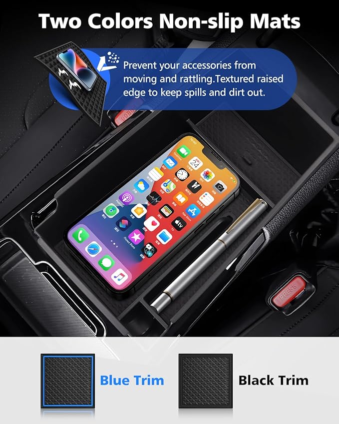 FIILINES Center Console Organizer for Kia K5 2021-2025, Center Console Tray Secondary Armrest Storage Box ABS Insert Container with Anti-Slip Mats