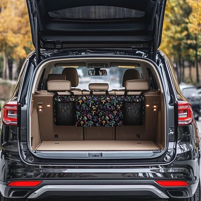 Mushroom Car Trunk Organizer,Capacity Car Organizer SUV, Hanging Car Storage Organizer with Lids,Space Saving for SUVs,Trucks,Van,Car Interior Accessories(Black)