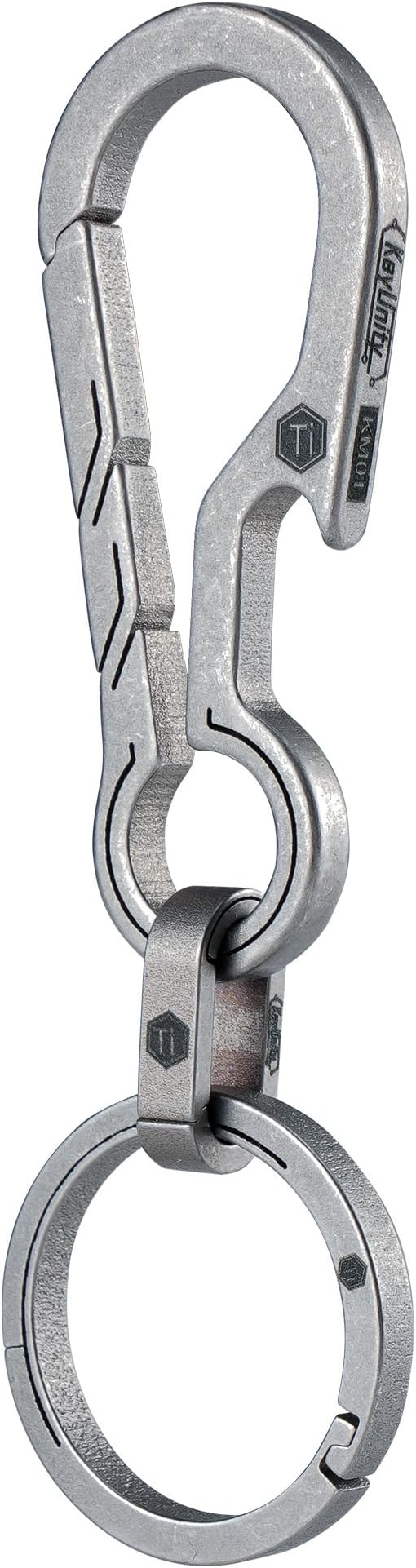 KeyUnity KM01 Titanium EDC Keychain Clip with Bottle Opener, Quick Release Carabiner Key Ring Holder for Men