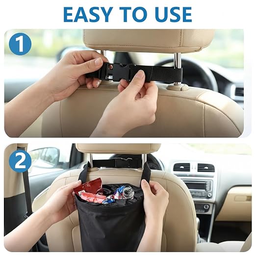14 Inch Car Trash Bags Hanging for Back Seat, Detachable Washable Car Garbage Bag for Cars Travelling Outdoor Home Use