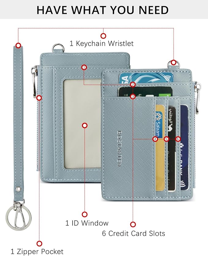 BOSTANTEN Small Wallet For Women RFID Leather Credit Card Holder Slim Wristlet Keychain Wallet With Zipper Pocket