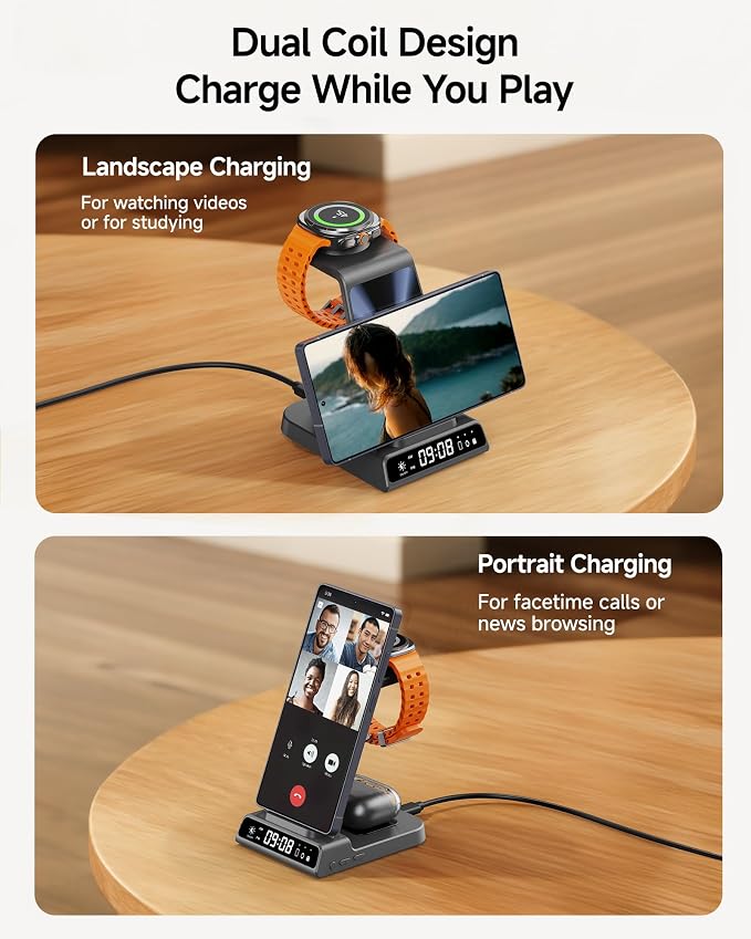 Wireless Charger for Samsung, 3 in 1 Wireless Charging Station for Samsung Galaxy S25 Ultra/S24 Ultra/S23/S22/Z Flip 7/Fold 6, Charger for Samsung Galaxy Watch Ultra/8/7/6, Galaxy Buds 3/3 Pro