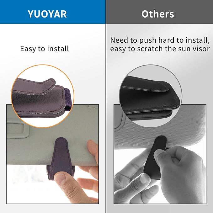 Yuoyar 2 Packs Magnetic Sunglass Holder for Car Visor - Universal Sunglasses Clip for Different Size Eyeglasses - Convenient Interior Car Accessories (Purple)