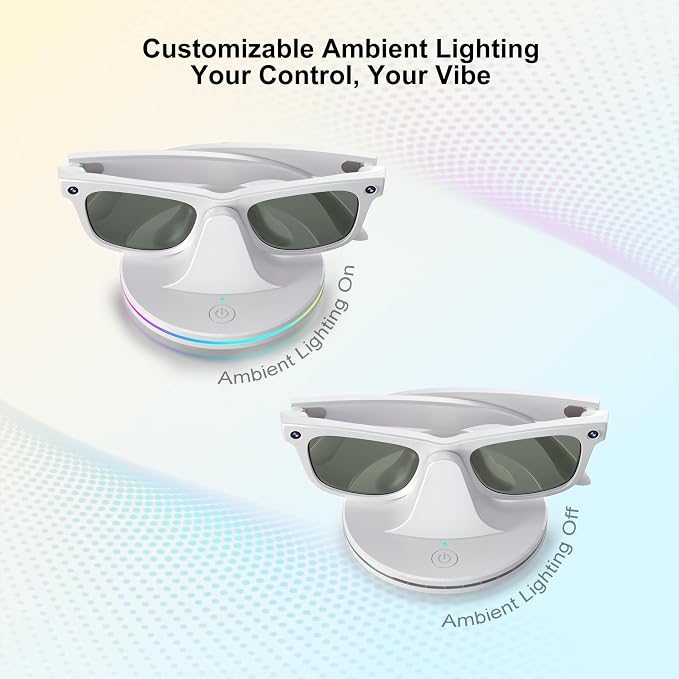 Charging Dock for Ray-Ban Meta Smart Glasses,Charging Station Compatible with Wayfarer, Skyler, Headliner & Oakley HSTN,Smart Glasses Accessories with LED Indicator,Ambient Lighting,White