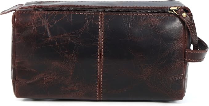 Toiletry Bag | Leather Dopp Kit for Men & Women – Water-Resistant, Durable & Stylish – Travel Organizer with Multiple Compartments | Grooming Essentials, Shaving & Makeup Pouch (Brown)