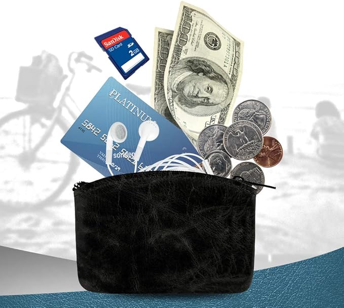 Genuine Leather Large Coin Purse for Women, Change Purse Zipper Wallet For Men Size 5x3 U.S.A. Made By Nabob Leather