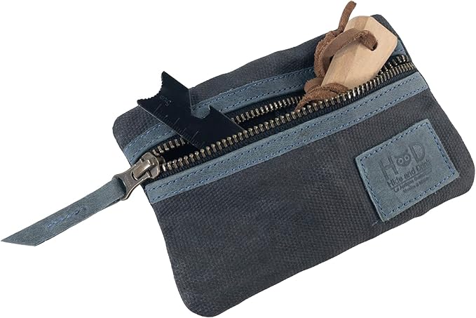 Hide & Drink, Multi-Tool Pocket Pouch, Compact Multipurpose EDC Zippered Bag, Mini Camping Tool Case, Waxed Canvas, Knife Holster, Handmade Slim Organizer