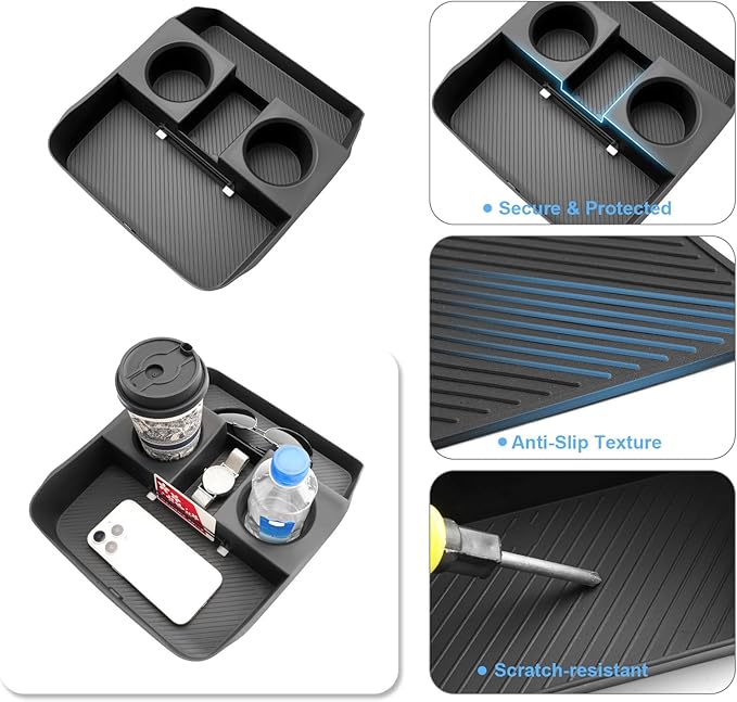 2026 Palisade Center Console Organizer Lower for Hyundai Palisade (Only fit 7-Seater), Durable ABS Plastic Console Tray Insert/with Water Bottle Holder 2026 Palisade Accessories
