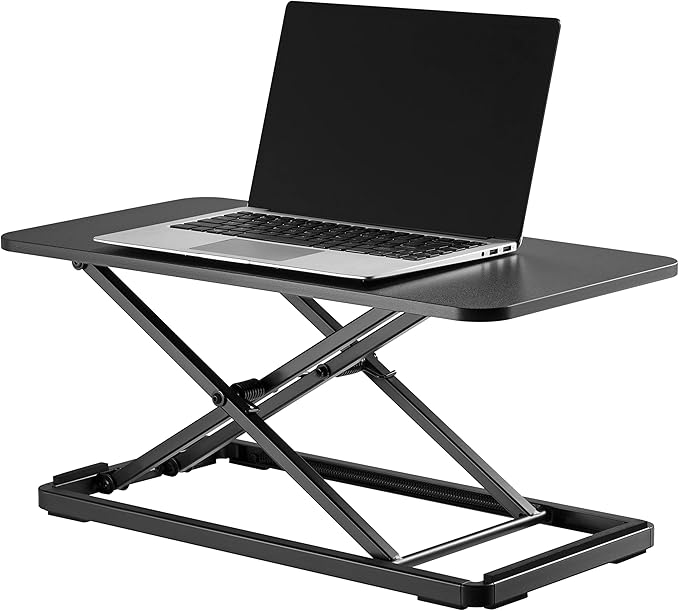 Mount Plus KBT10 Ultra Slim 24" Laptop, Keyboard and Mouse Stand | Sit Stand Adjustable Riser for Standing Desks | Lifts Up to 15.6 inches in Height | 5 Height Levels Riser