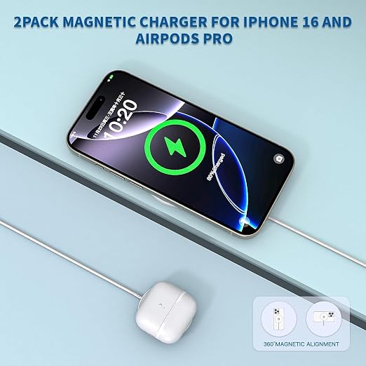 Magnetic Wireless Charger for iPhone,2 Pack Apple Magsafe Charger 10FT Long Fast Charging Pad iPhone Wireless Charger with USB C Charging Block for iPhone 17 Pro Max/17e/17Air/16 Pro/15/14/13/Air-Pods