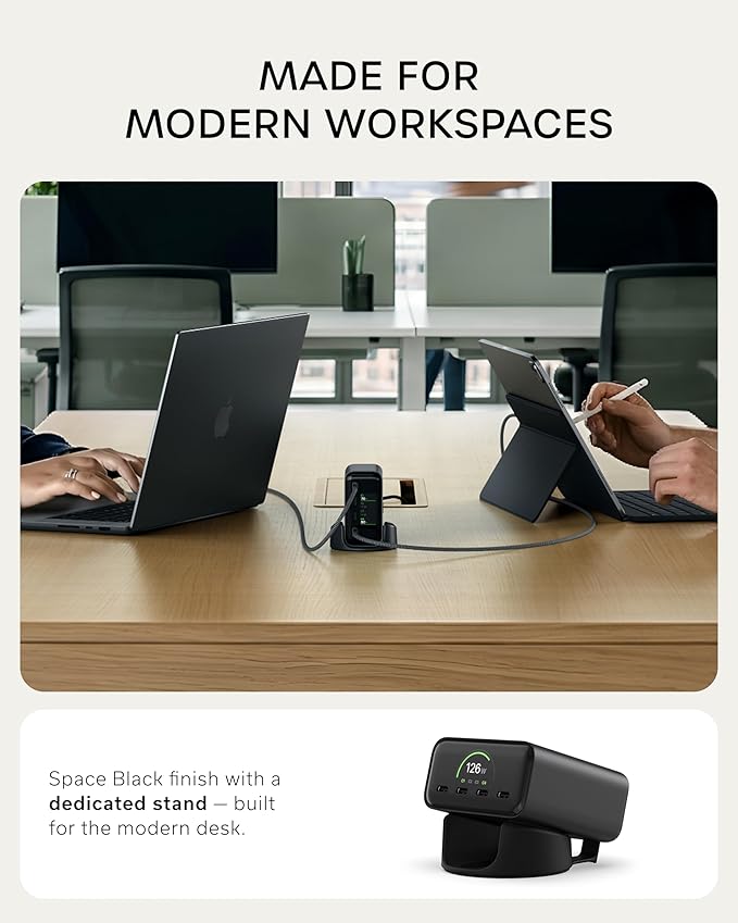 Satechi ChargeView??140W Desktop Charger, GaN Charging Station with Live Power Display, Four USB-C Ports, Designed for Modern Workspaces, Space Black