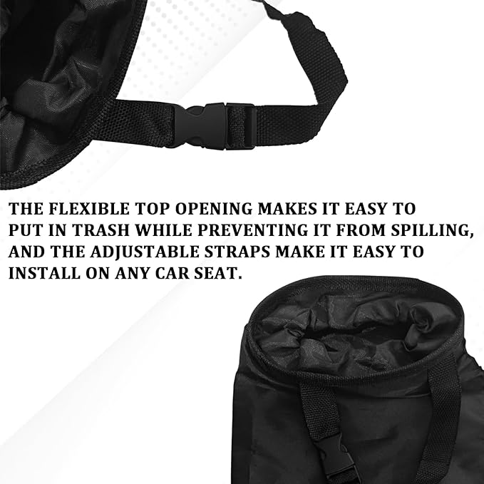 Hanging Car Trash Bag, Waterproof Washable Foldable Garbage Can with Elastic Opening & Sticky Strap, Trash Bag for Car,Detachable Seat Back Organizer for Car Home Outdoor Travel