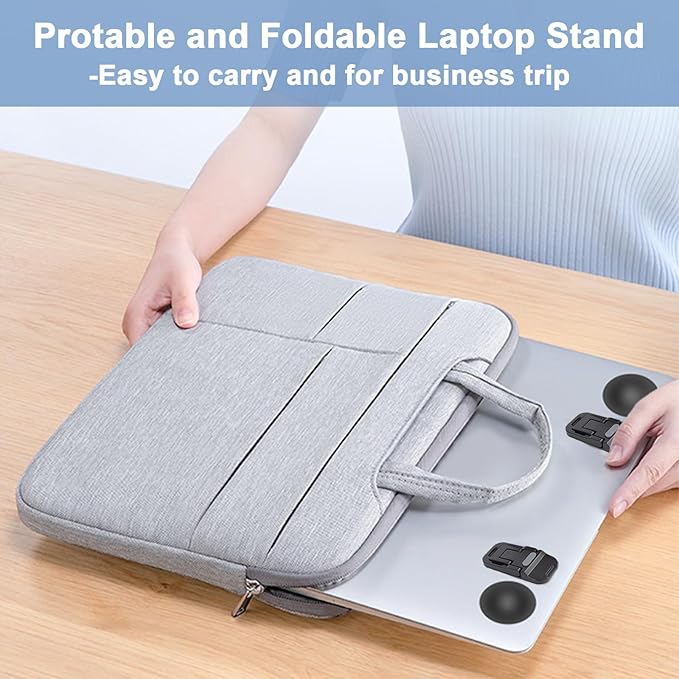 Mini Portable Laptop Stand for Desk Computer Keyboard Stand - Zinc Alloy Keyboard Riser with 2 Adjustable Angles Foldable Invisible Laptop Riser for MacBook, Dell, HP, Lenovo and More, Black