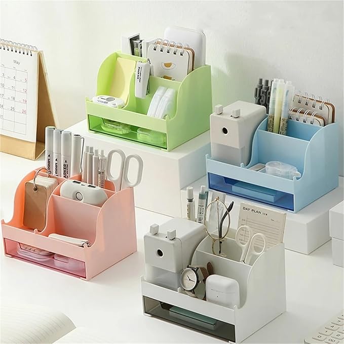 pureza Desktop Storage Box with Drawers - Suitable for Desks and Office Organization(Blue)