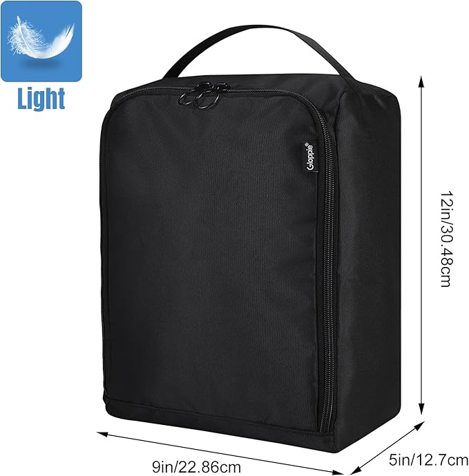 Gloppie Shoe Bags for Travel - Portable Shoes Storage Bag, Shoe Pouch, Shoe Packing Cubes for Men Women - Classic Black