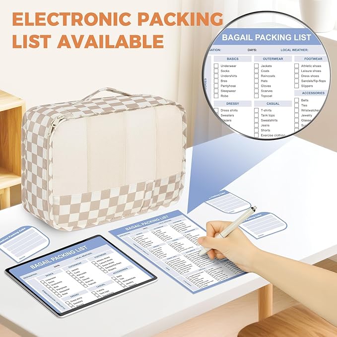 BAGAIL 9 Set Packing Cubes with Packing List Luggage Packing Organizers for Travel Accessories