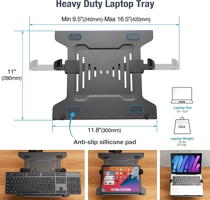 AVLT Laptop and Monitor Arm, Fits 15.6" Notebook and 38" Screen, Dual Full Motion Adjustable Arms, Ergonomic VESA Mount to Organize Work Surface & Remove Clutter