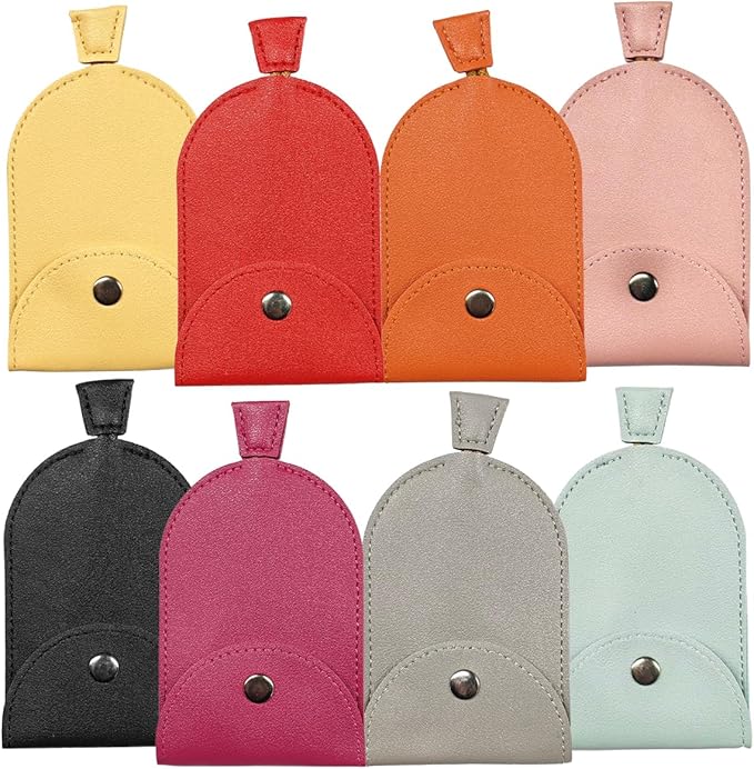 KITUREK 8PCS Pull Out Car Key Case, PU Leather Keychain Protective Bags, Large-Capacity Key Case Holder, Creative Key Case Cover for Halloween Christmas Presents (Closed)