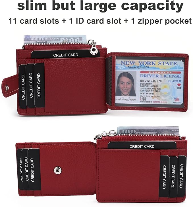 Slim Wallet for Women Genuine Leather Card Holder Thin Womens RFID Blocking Small Wallets
